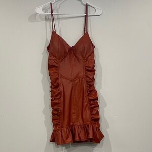 3/$10 NWT Fashion Nova Rust Ruffle Mini Dress size Large